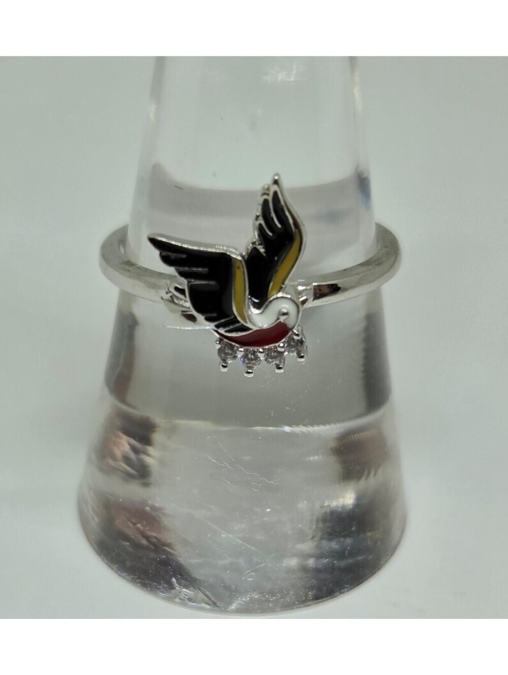 Fragrant Jewels Inked Sailor Swallow Ring Size 7 Enamel Limited Edition